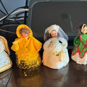 🌼 Vintage Walco Li’l Missy Beaded Sequin Dolls – Lot of 6 – 1970s Collection
